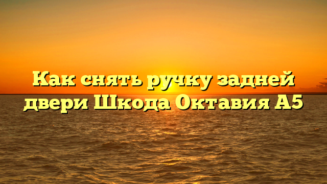 Как снять ручку задней двери Шкода Октавия А5